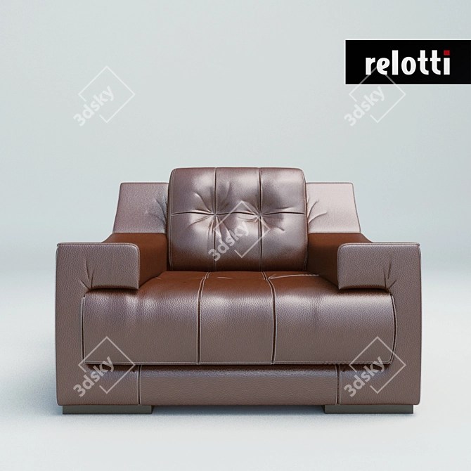 Modern Italian Caruso Armchair in Leather 3D model image 2