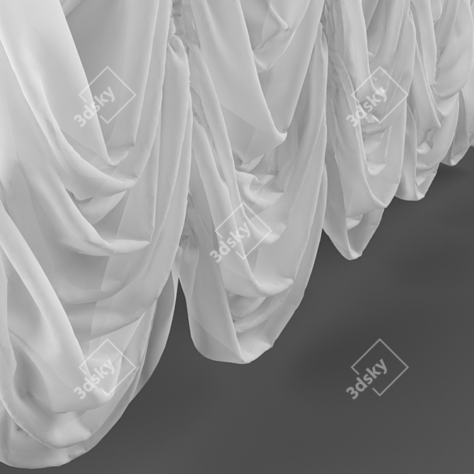 Elegant French Curtains 3D model image 2