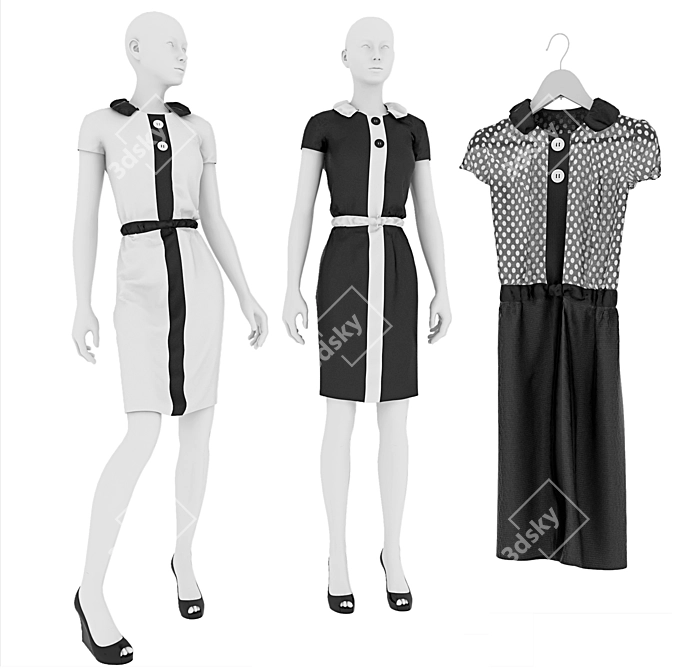 Marvelous Designer Dress with Strap (3 Styles) 3D model image 1