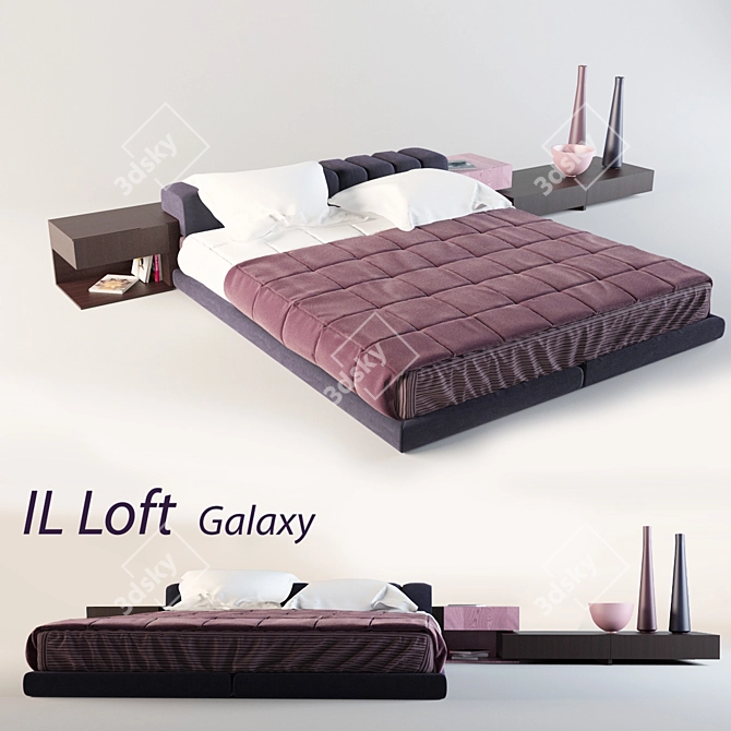 Sleek Il Loft Galaxy Bed 3D model image 1