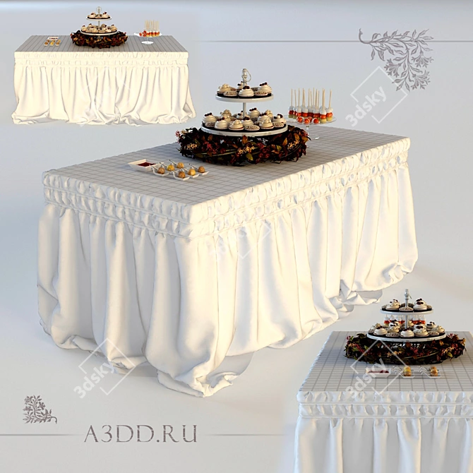 Festive Dining Table 3D Model 3D model image 1