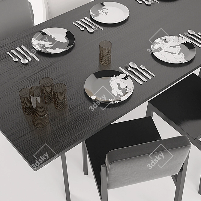 Modern Dining Set: Chameleon Table with Accent Cutlery and Nymphenburg Dinnerware 3D model image 3