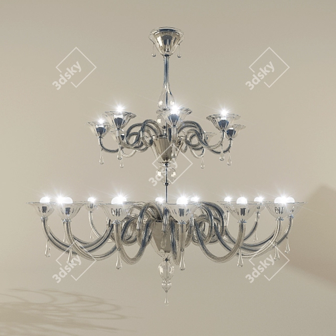 Chandelier Sylcom 1380/16 + 8

 Elegant Italian Chandelier: Chrome & Glass 3D model image 1