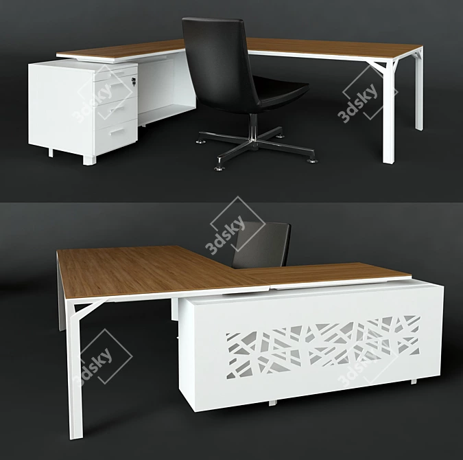 Executive Negotiating Table with Visitor Chair 3D model image 2