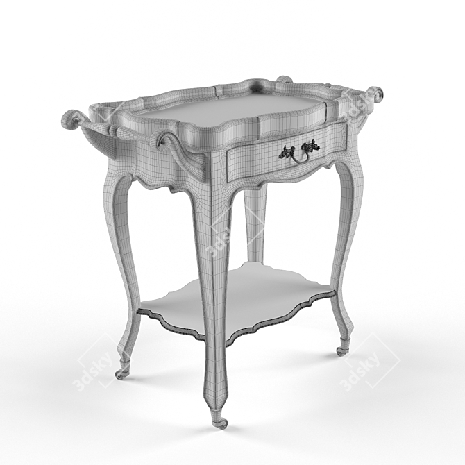 Elegant Louise Oak Serving Table 3D model image 3