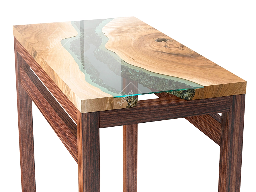 Elegant Walnut River Hall Table 3D model image 3