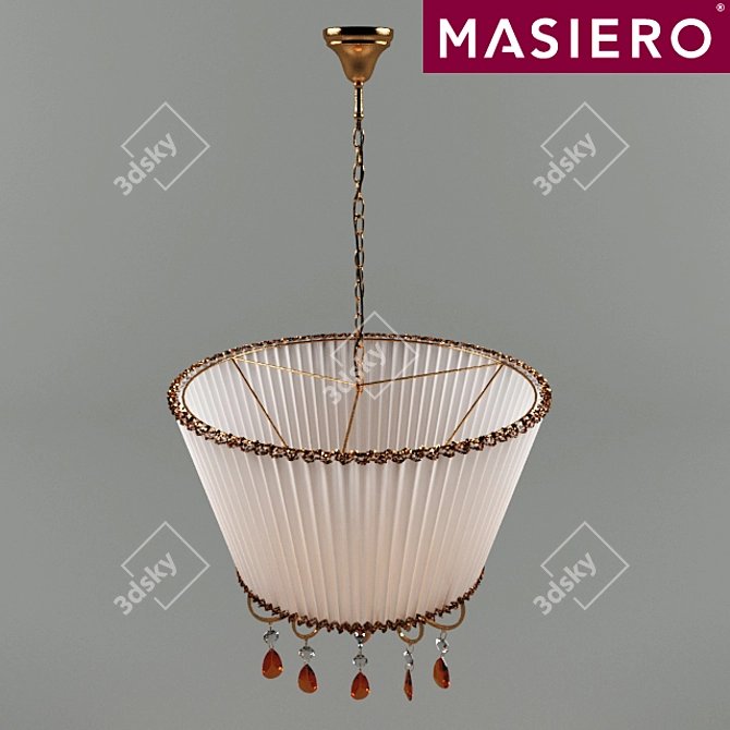 Elegant Ivory Glass Chandelier 3D model image 2