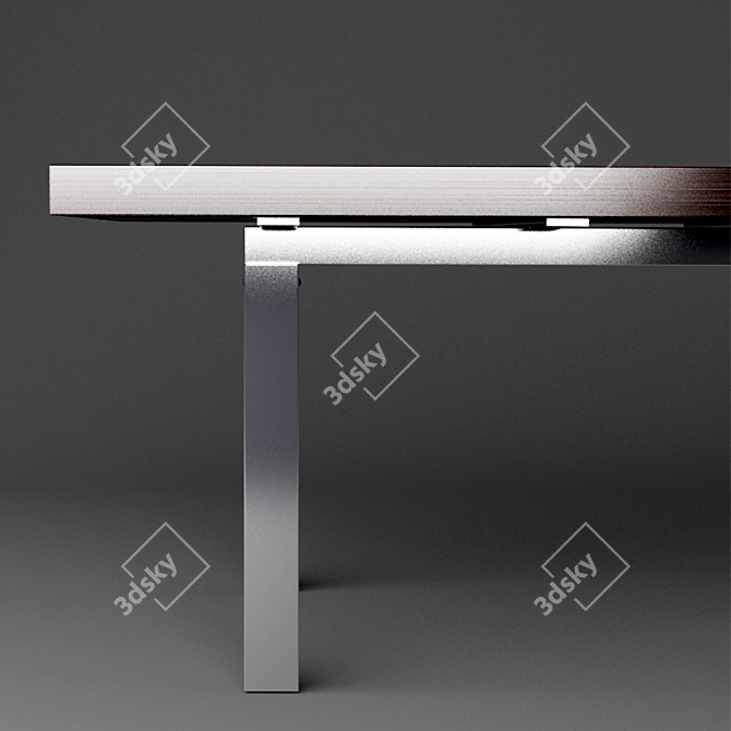 Modern Dark Wood and Gray Metal Design Table 3D model image 2