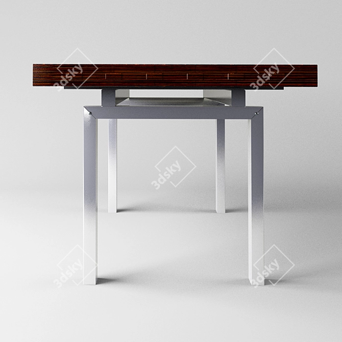 Modern Dark Wood and Gray Metal Design Table 3D model image 3