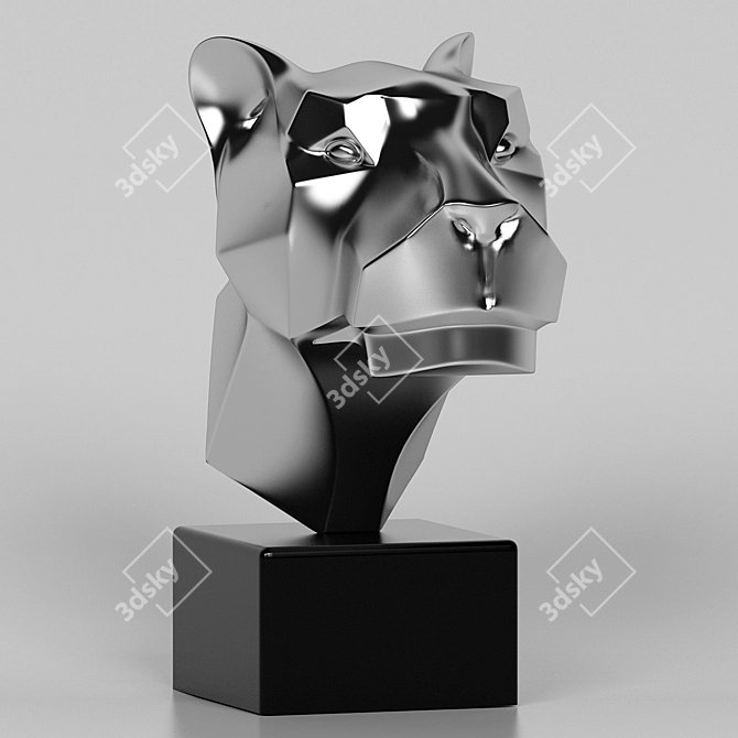 Elegant Panther Sculpture 3D model image 1