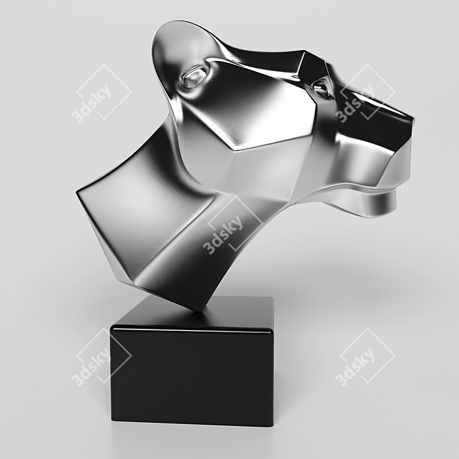 Elegant Panther Sculpture 3D model image 2