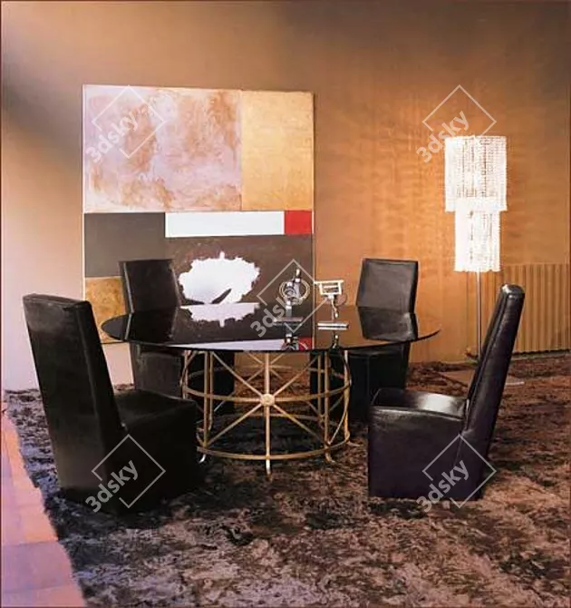 Modern Baxter Dining Set: Graz Chair & Vivaldi Table 3D model image 3