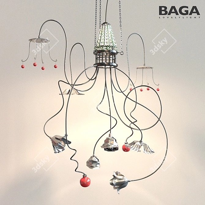 Elegant Murano Glass Chandelier 3D model image 1