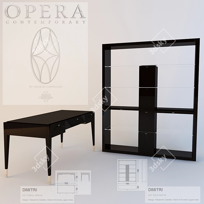Eleganza Bookcase & Writing Desk 3D model image 1