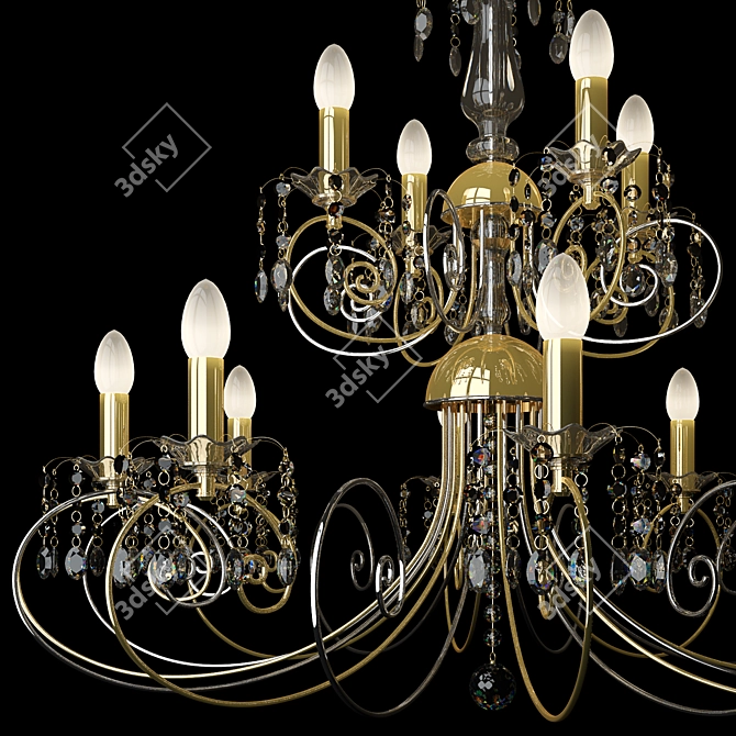 Luxury 12-Light Chandelier with Swarovski Crystal 3D model image 2