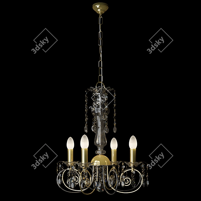 Luxury Crystal Chandelier with Gold & Chrome Finish 3D model image 1