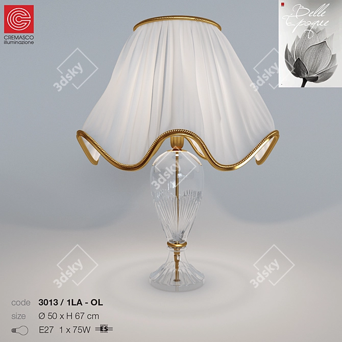 Elegant Gold Table Lamp - Belle Epoque 3D model image 1