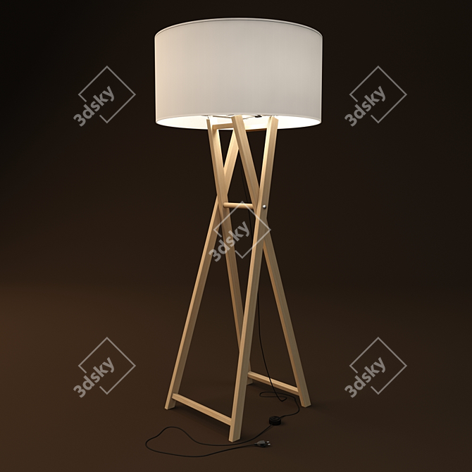Elegant Wood Floor Lamp 3D model image 1