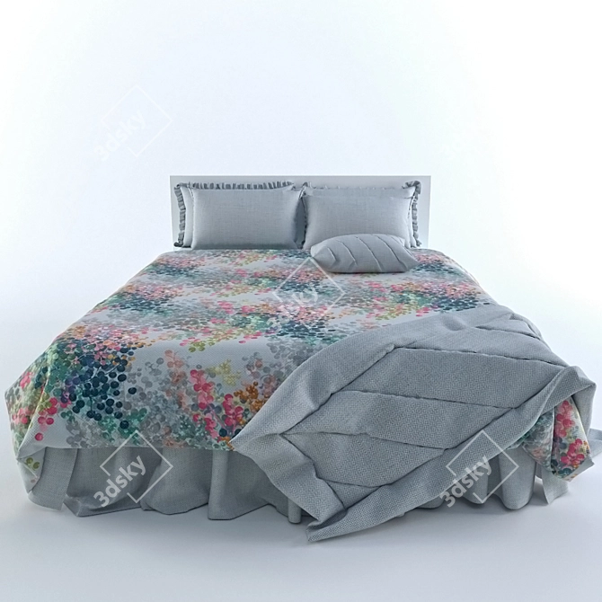 Stylish MALM Bed & Linens 3D model image 1