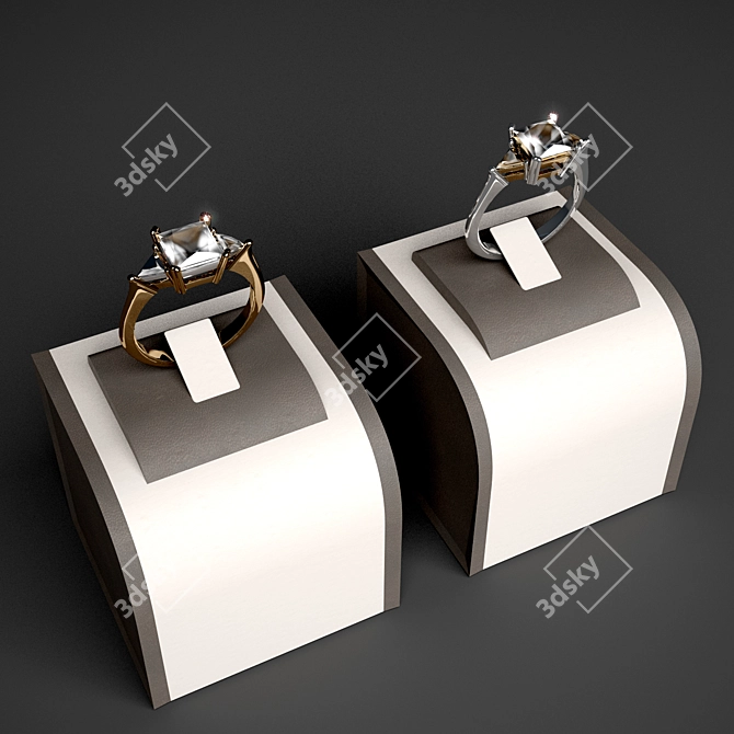 Golden-Silver 3D Ring 3D model image 1