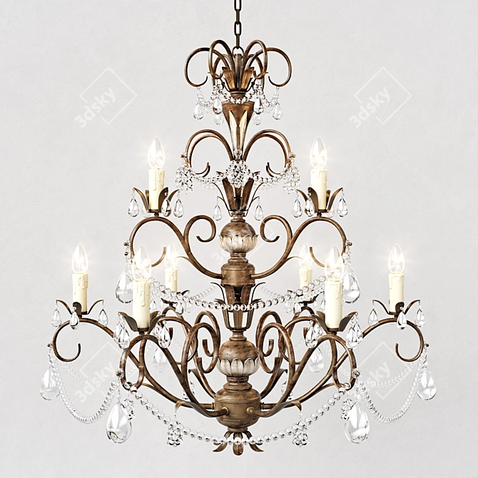 Elegant Carrington Chandelier 3D model image 1