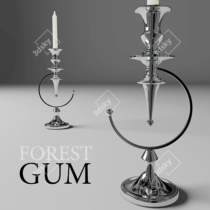 Sleek Chrome Candle Holder 3D model image 1