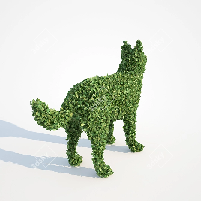 Poly Topiary Dog Statue 3D model image 2