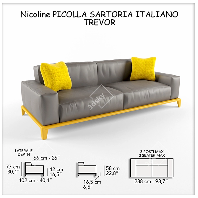 Sophisticated Nicoline Sofa 3D model image 1