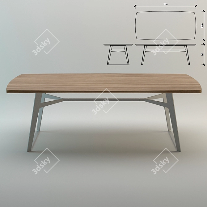 Elegant Poliform Clipper Dining Table 3D model image 1