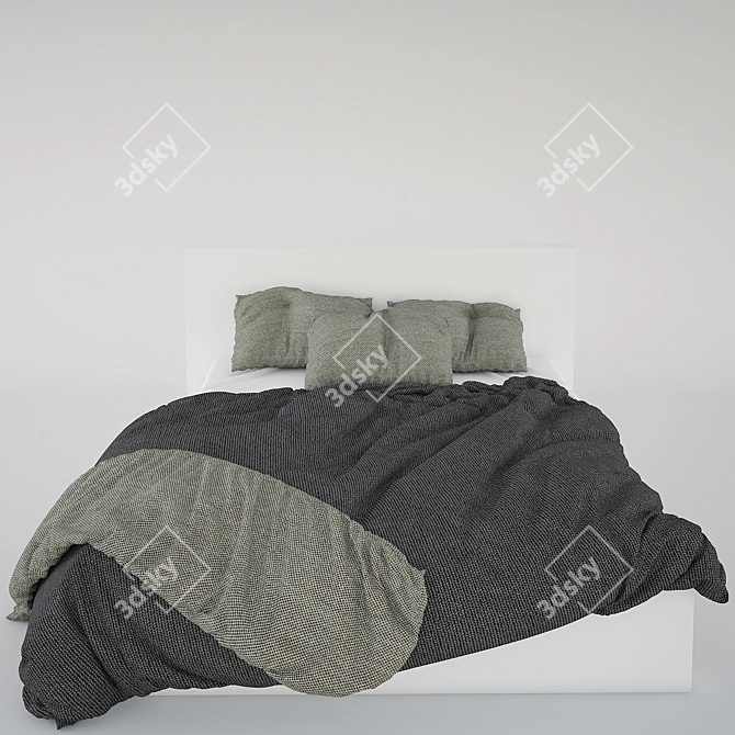 Sleek Contemporary Bed 3D model image 1