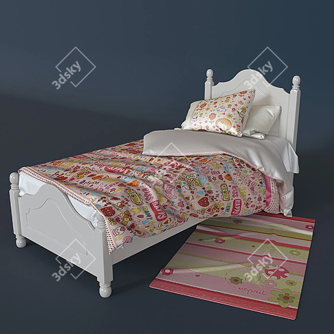 Charming Provence-Style Children's Bed 3D model image 1