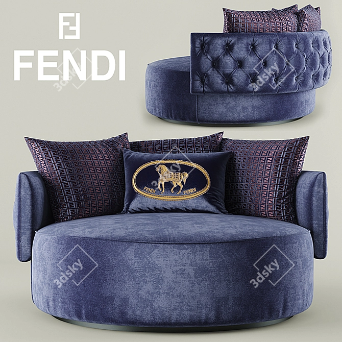 Luxury Fendi Armchair, Efea Capitonne 3D model image 1