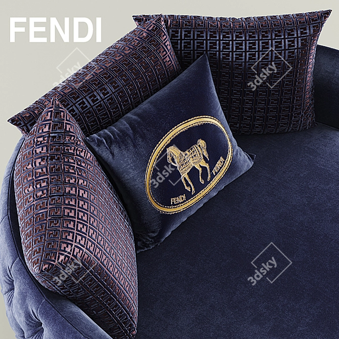 Luxury Fendi Armchair, Efea Capitonne 3D model image 2