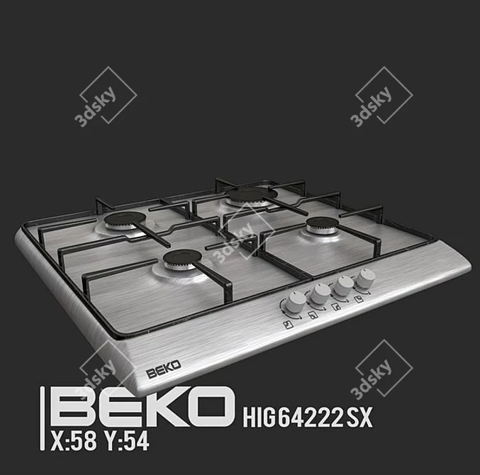 BEKO Gas Hob HIG 64222 SX 3D model image 1