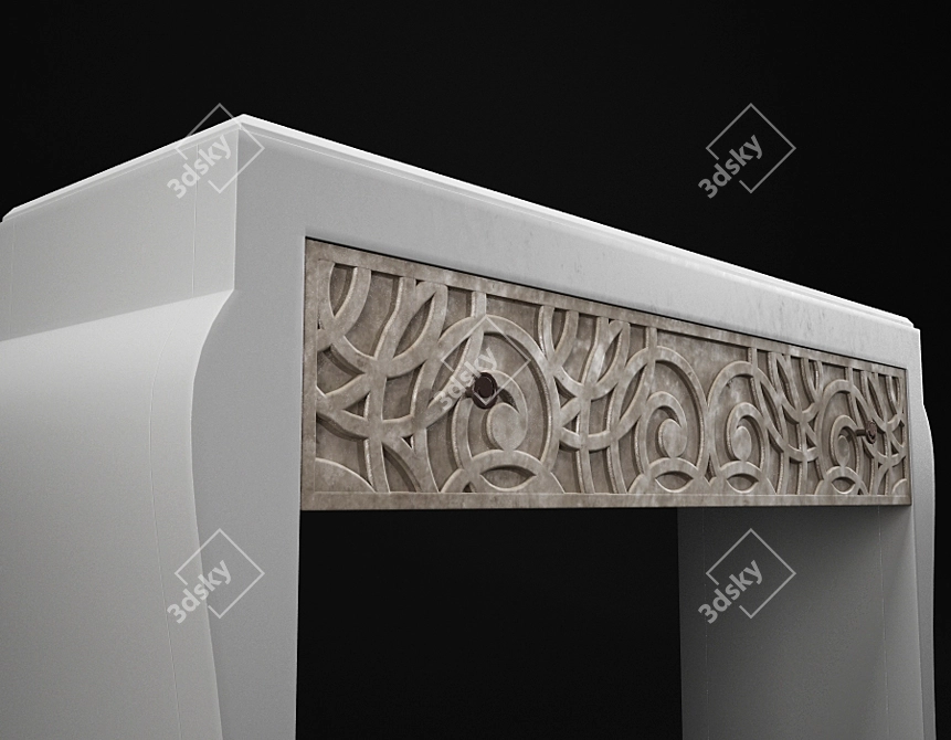 Elegant Fusion Console with Intricate Carvings 3D model image 3
