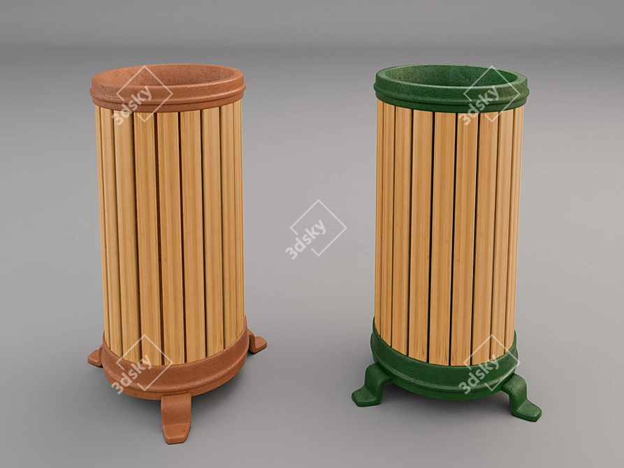 Exterior Trash Can, 2 Colors 3D model image 1