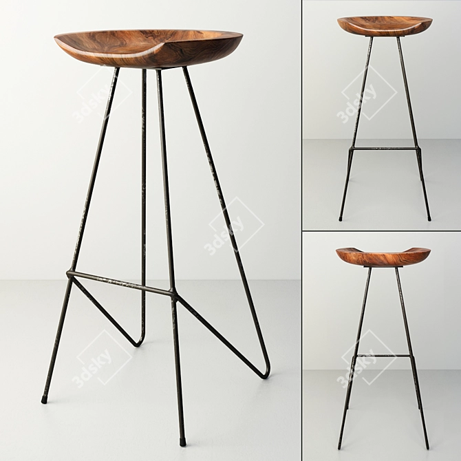 Stylish Perch Barstool: Elevated Comfort for Any Bar 3D model image 1