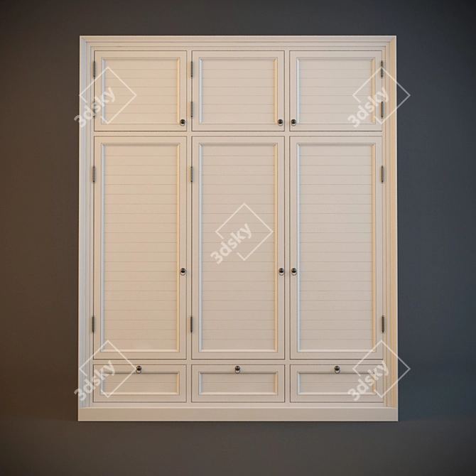 Title: Provence Classic Built-in Wardrobe 3D model image 1