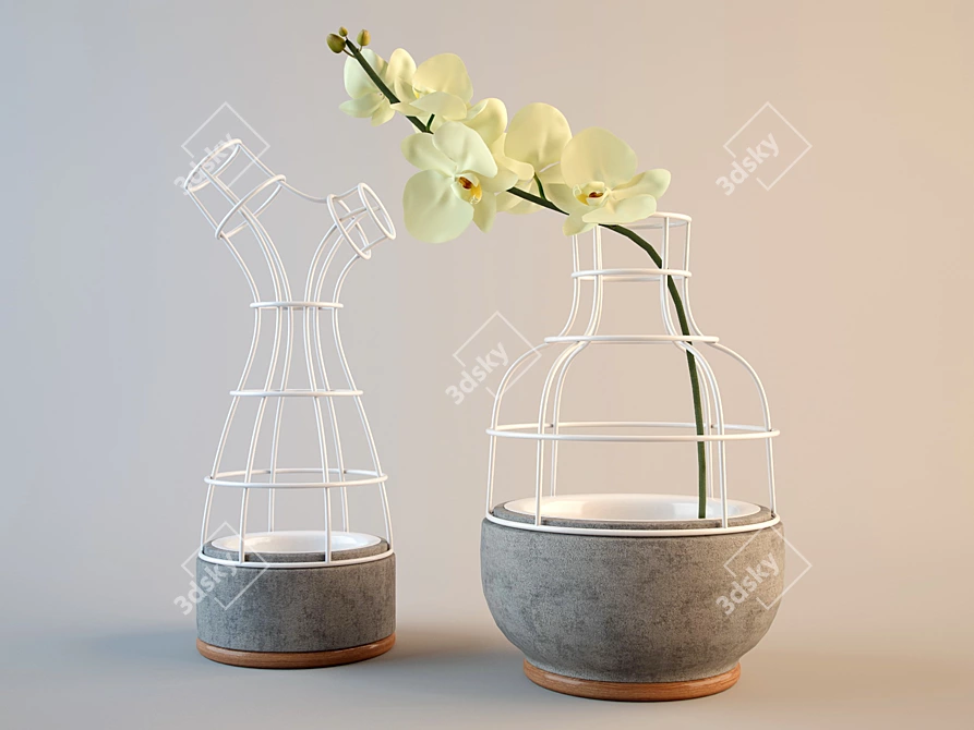 Title: Elegant Floral Accent Vase 3D model image 1