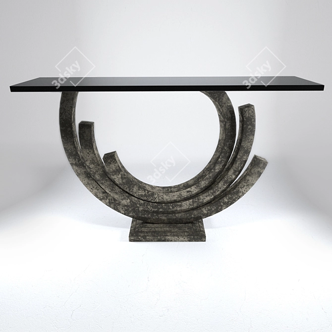 Elegant Revolusion Console: Vintage Silver & Black Granite 3D model image 1