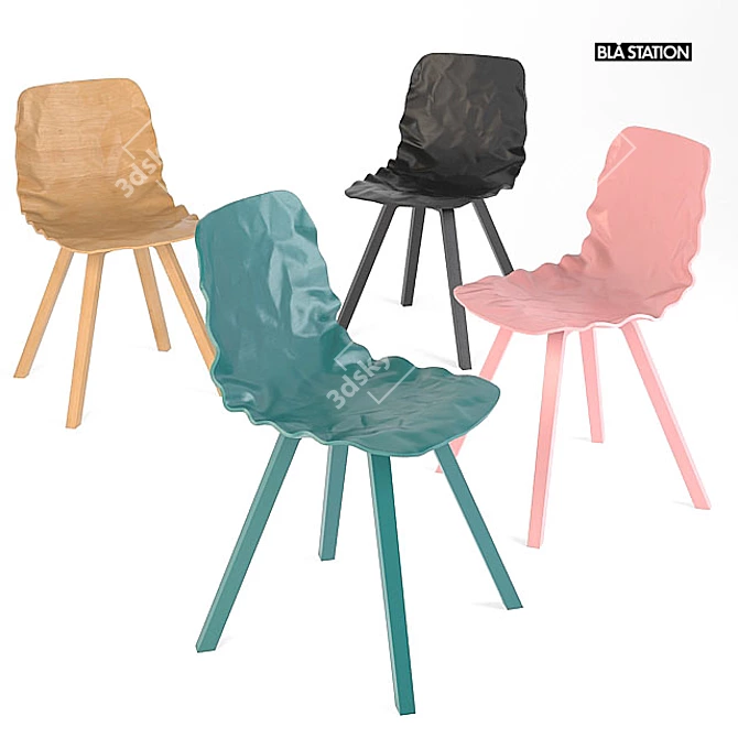 Minimalist Wood Dent Chair 3D model image 1