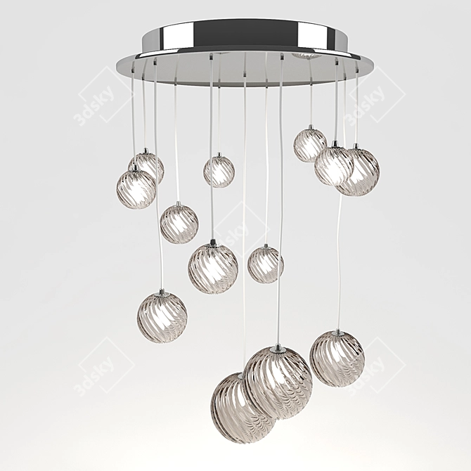 Elegant Glass Ball Chandelier 3D model image 2