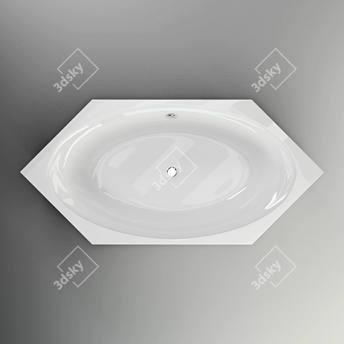 Cetus Hexagonal Bathtub 3D model image 2