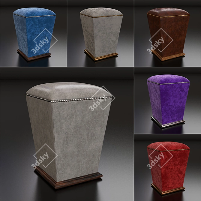 Stylish Leather Pouf 3D model image 1