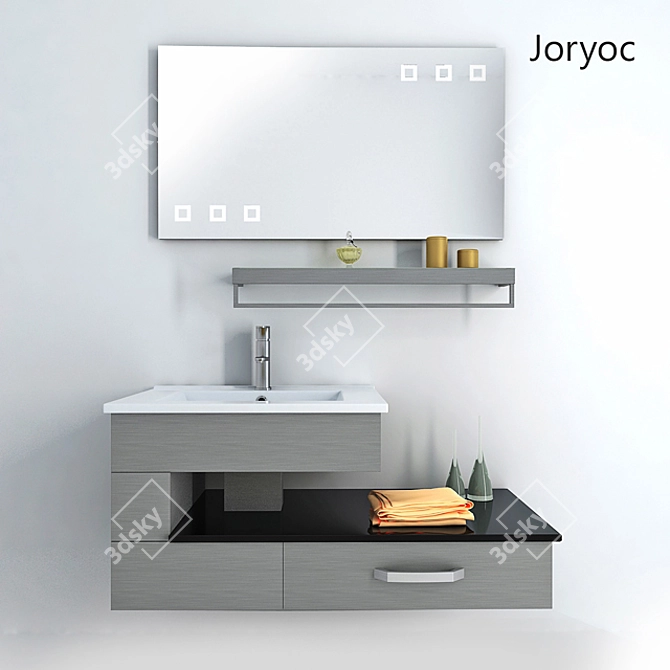 Sleek Stainless Steel Bathroom Furniture 3D model image 1