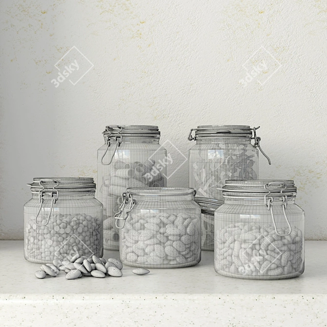 Sleek Storage Solution: Glass Jars 3D model image 2