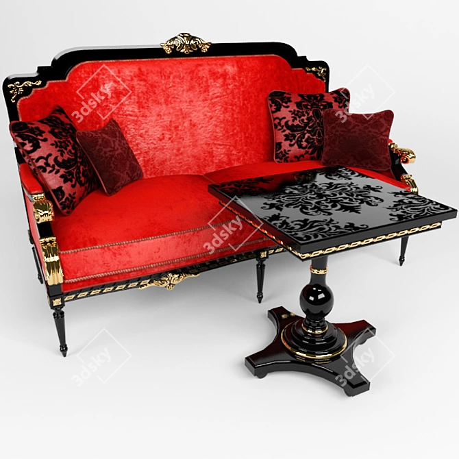 "Grand" "Beatrice" Sofa & Table Set 3D model image 2