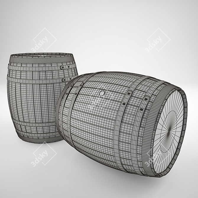 Rustic Wooden Barrel 3D model image 2