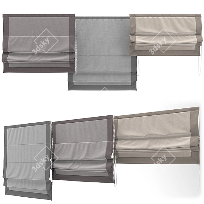 Versatile Roman Blinds with Various Textures 3D model image 1