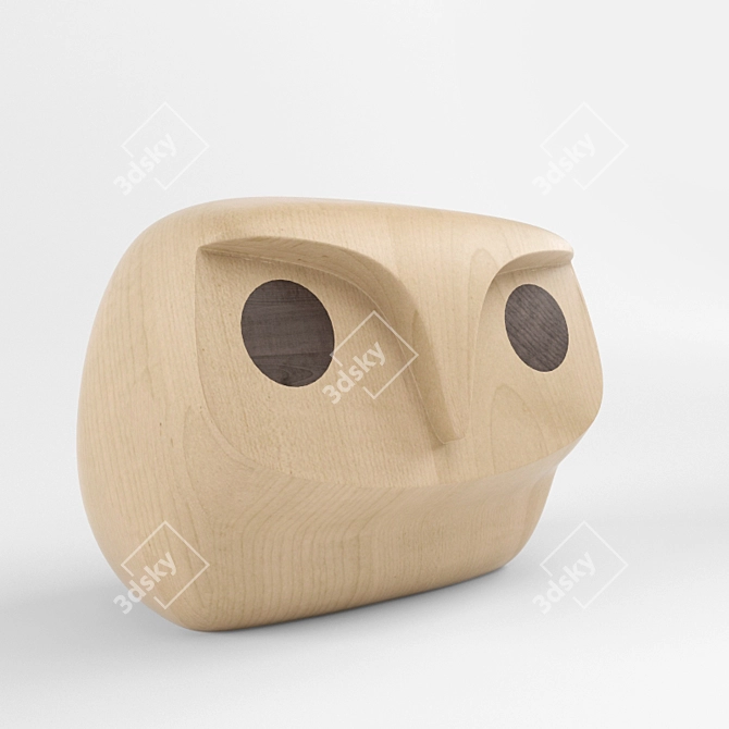 Rustic Owl Wood Sculpture 3D model image 2